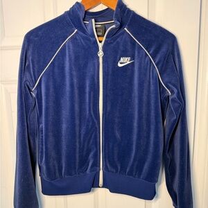 Nike Women’s Sportswear Velour Full-Zip Track Jacket in blue/white